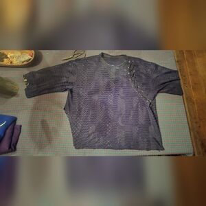 Textured Blue Top with Lace-Up Detail